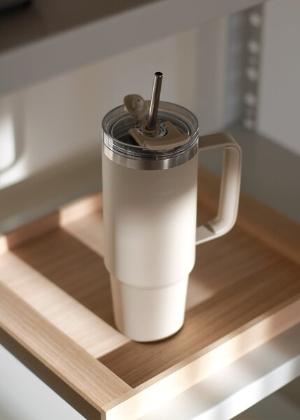 Termopohár so slamkou 885 ml Cream Beige AYA&IDA