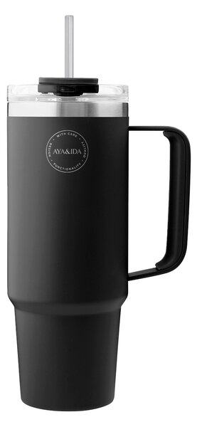 Termopohár so slamkou 885 ml Matte Black AYA&IDA