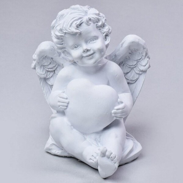 Anjel so srdcom biely 13cm 7000412 - Dekorácia