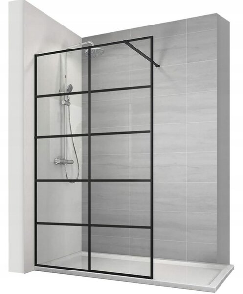 Calani Soleo, sprchová zástena 80x195 cm, 8 mm číre sklo, čierny profil, CAL-K6030