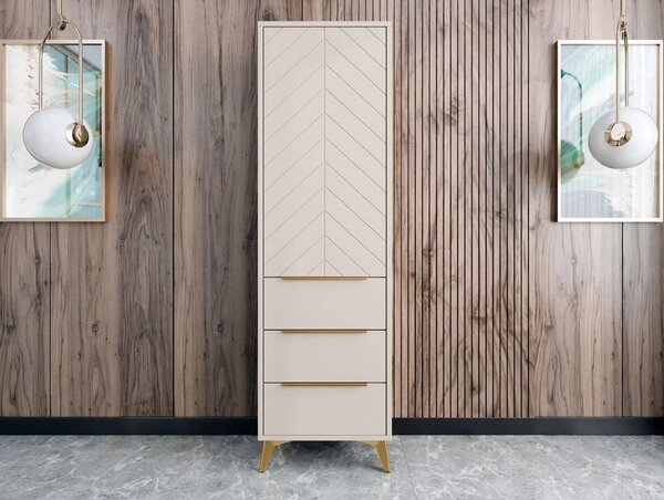 Úzka šatníková skriňa 54 cm so šuplíkmi XELA - piesková béžová