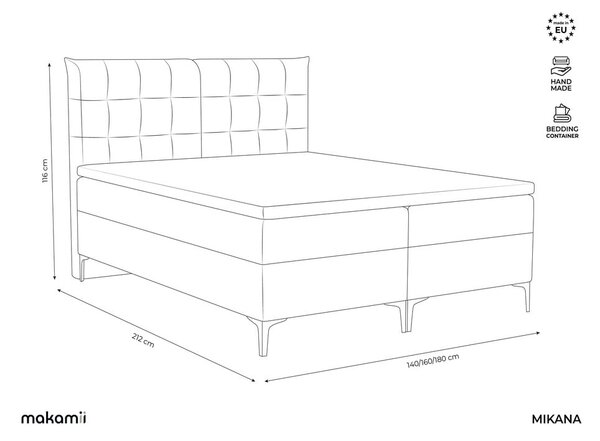 Sivá boxspring posteľ s úložným priestorom 180x200 cm Mikana – Makamii