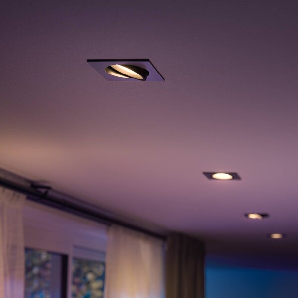 Philips Hue Centura zapustené LED hranaté, hliník, Hliník / sivá / zinok, Obývacia izba / jedáleň, Plast, Moderný, Zapustené stropné svietidlo