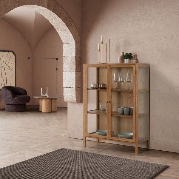 Vitrína v dekore duba v prírodnej farbe 90x126x40 cm Ceci – MOME