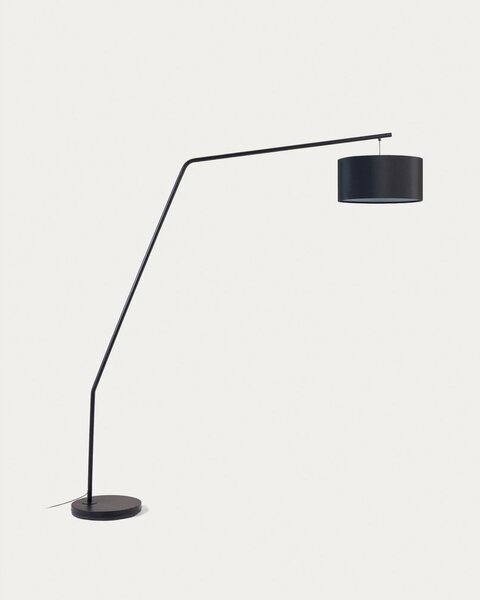 Čierna stojacia lampa s textilným tienidlom (výška 221,5 cm) Ciana – Kave Home