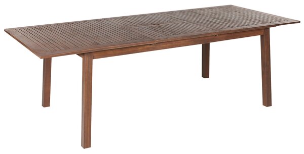 Záhradný jedálenský stôl z tmavého akáciového dreva 180 - 240 x 100 cm rozkladací pre 8 osôb obdĺžnikový