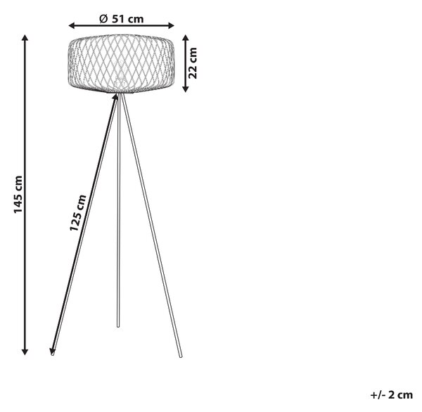 Stojaca lampa prírodná farba čierna tienidlo z bambusového dreva kovový stojan boho svietidlo obývacia izba