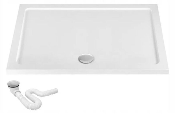 Rea Savoy, Akrylátová obdĺžniková sprchová vanička 100x80x6 cm, biela, REA-K5332