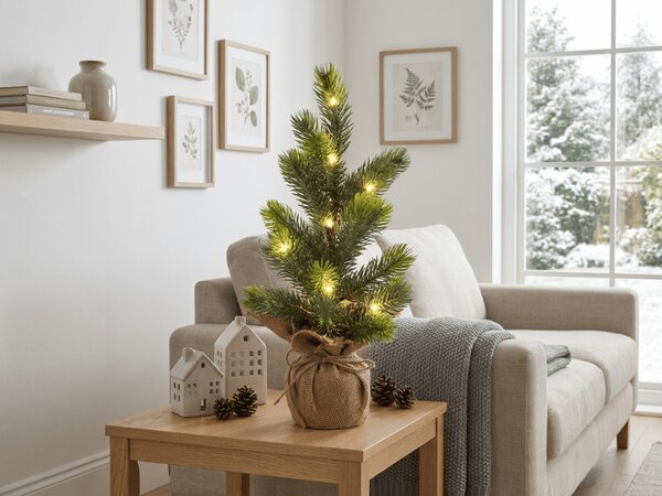 Umelý vianočný stromček LITTLE SPRUCE s LED osvetlením, 37 cm