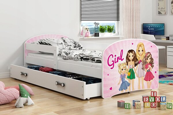 BMS Group LUKI Jednolôžková detská posteľ 160 x 80cm biela Girls