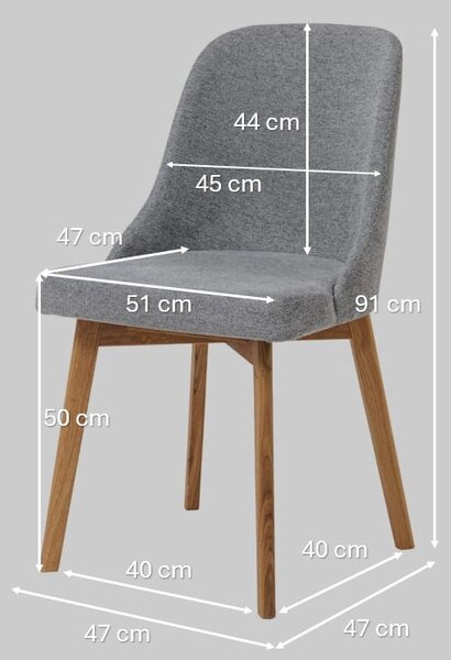 Dubový jedálenský set Luise – Milis sivá látka