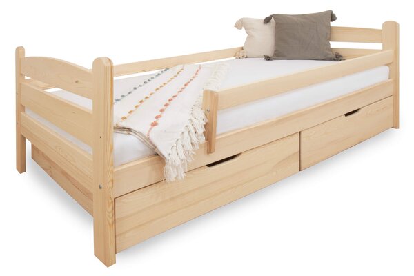 Wilsondo Detská drevená posteľ so zábranou 90x200 Maurícius - borovica