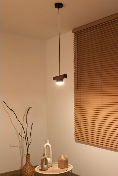 Duolla - Závesný luster na lanku IRONLINE 1xGX53/3W/230V borovica dub/čierna