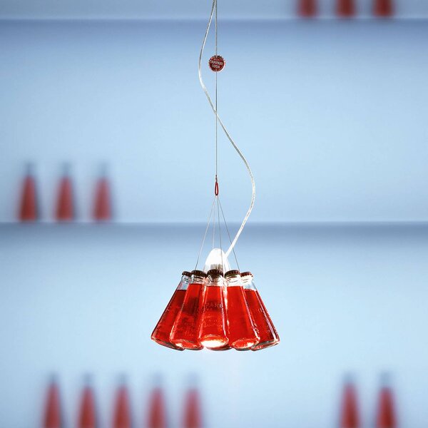 Ingo Maurer Campari Light – závesná lampa, 155 cm, Červená, Obývacia izba / jedáleň, Sklo, Dizajn, Skupinové svietidlá