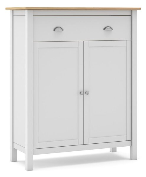 Biela/prírodná vysoká komoda z borovicového dreva 90x110 cm Misti – Marckeric