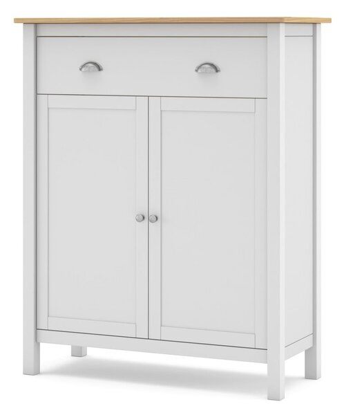 Biela/prírodná vysoká komoda z borovicového dreva 90x110 cm Misti – Marckeric