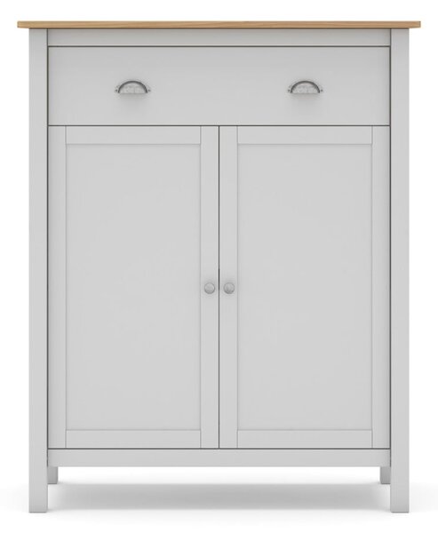Biela/prírodná vysoká komoda z borovicového dreva 90x110 cm Misti – Marckeric