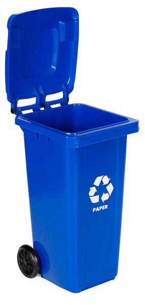 MULTISTORE Sada 3 odpadkových košov 3x120L modrá zelená žltá odpad papier sklo plast gumové kolieska