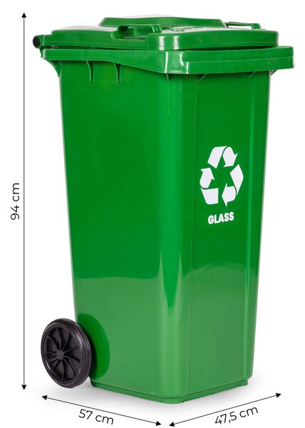 MULTISTORE Sada 3 odpadkových košov 3x120L modrá zelená žltá odpad papier sklo plast gumové kolieska