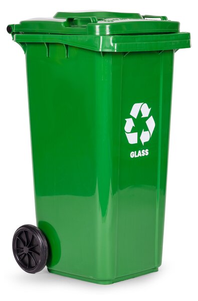 MULTISTORE Odpadkový kôš 120L odpadkový kôš zelený sklo gumové kolieska