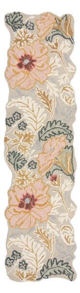 Svetloružový ručne tkaný vlnený behúň 60x230 cm Daphne Shaped Floral – Flair Rugs