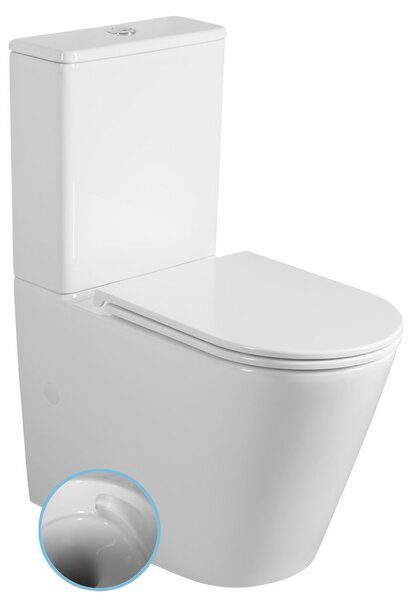 Sapho Sapho, DARIO RIMLESS WC kombi misa s nádržkou, spodný/zadný odpad, biela, PC106V