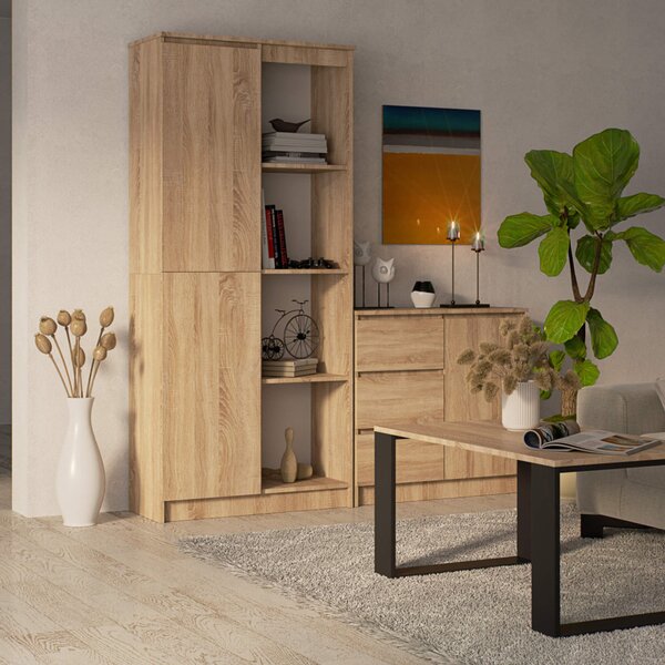 Regál R 80 cm 1 dvierka 6 poličiek dub sonoma