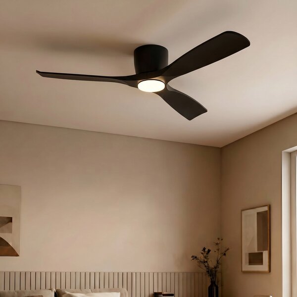 Stropný ventilátor Moneno Smart LED, čierny, DC, Tuya – Lucande Lucande, Moneno, stmievateľné, Čierna, Obývacia izba, Kov, Moderný