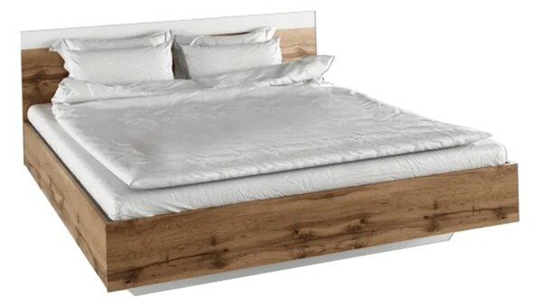 KONDELA Manželská posteľ, 160x200, dub wotan/biela, GABRIELA