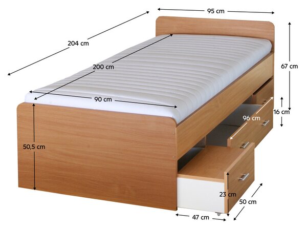 NovýNábytok.sk Jednolôžková posteľ 90 cm Dulce 80262 buk 22. Vlastná spoľahlivá doprava až k Vám domov. 751363