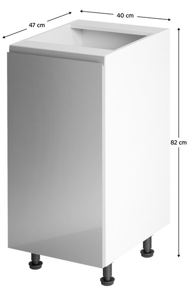 NovýNábytok.sk Dolná kuchynská skrinka D40 Aurellia (biela + sivý lesk) (L). Vlastná spoľahlivá doprava až k Vám domov. 1015815