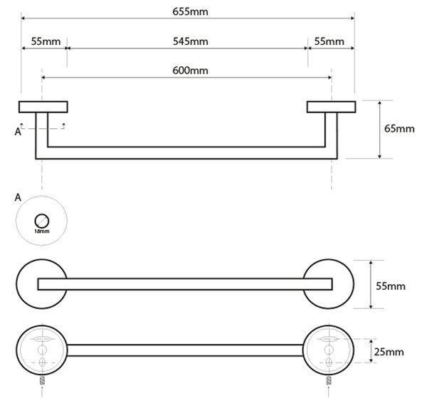 Sapho Sapho, X-STEEL držiak na uteráky 655mm, brúsená nerez, XS402