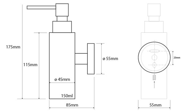 Sapho Sapho, X-STEEL dávkovač tekutého mydla 150ml, brúsená nerez, XS100