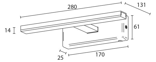 Sapho Sapho, ESTHER LED svietidlo, 6 W, 280x62x131 mm, IP44, chróm, E26374CI