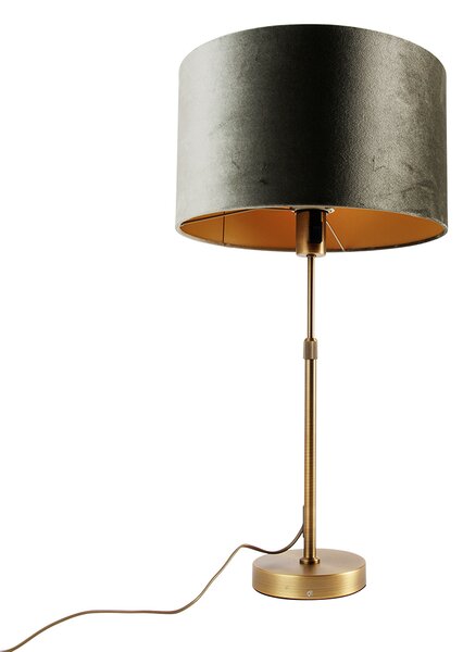 Stolná lampa bronzová so zamatovým tienidlom zelená 35cm - Parte