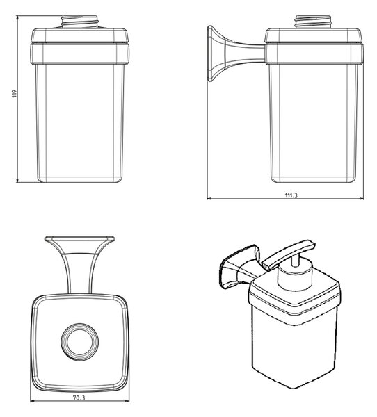 METAFORM METAFORM, AIDA dávkovač mydla 270 ml, mliečne sklo, chróm, AI019