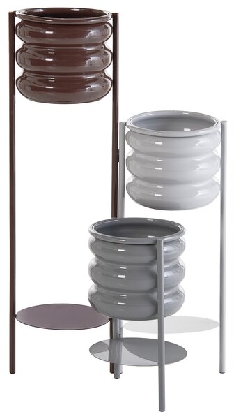 Stojan na rastliny viacfarebný železo 20 x 20 x 78 cm držiak na 3 rastliny kvetináče glamour štýl obývacia izba interiér