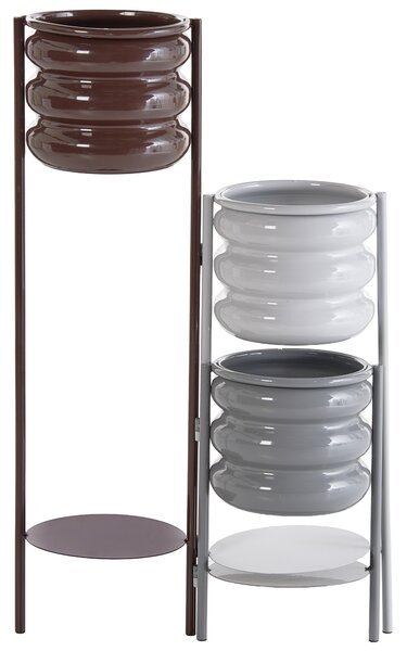 Stojan na rastliny viacfarebný železo 20 x 20 x 78 cm držiak na 3 rastliny kvetináče glamour štýl obývacia izba interiér