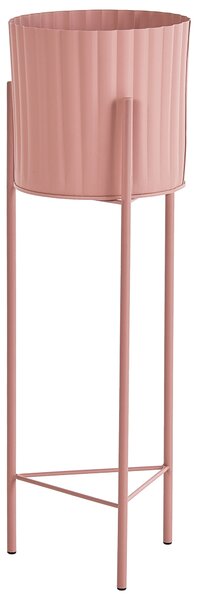 Sada 2 kvetináčov na nožičkách ružová kovová železo 18 x 18 x 47 / 20 x 20 x 61 cm stojace okrúhly tvar glamour štýl obývacia izba