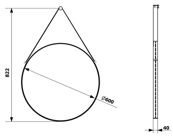 Sapho Sapho, ORBITER zrkadlo guľaté s popruhom, ø 60cm, zlatá matná, ORT060G