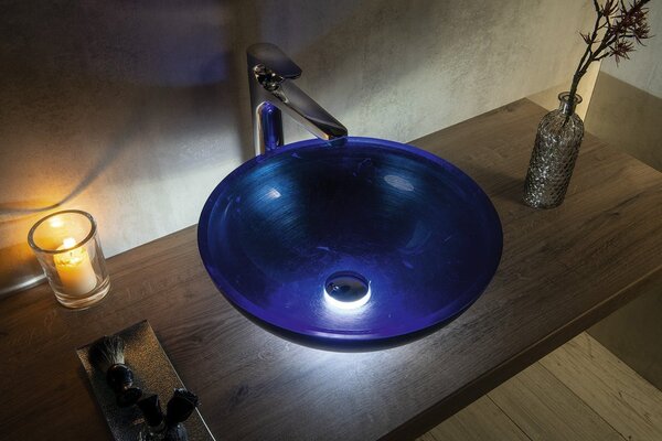 Sapho Sapho, MURANO BLU sklenené umývadlo na dosku, priemer 40cm, modré, AL5318-65