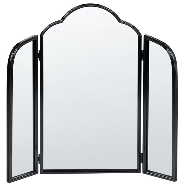 Stolové trojité zrkadlo čierne kovové 87 x 77 cm dve bočné krídla skladacie make-up