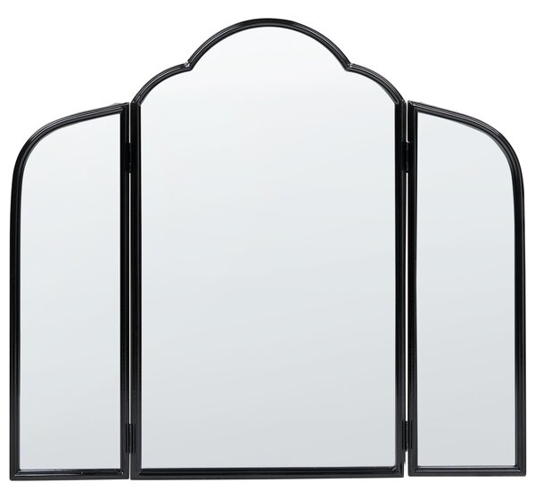 Stolové trojité zrkadlo čierne kovové 87 x 77 cm dve bočné krídla skladacie make-up