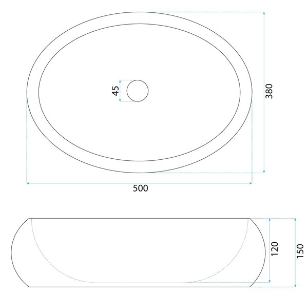 Rea Mika Gabro, umývadlo na dosku 480x380x155 mm, imitácia kameňa-čierna, REA-U0634