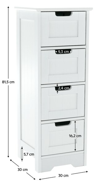 KONDELA 4-šuplíková komoda, biela, ATENE TYP 7