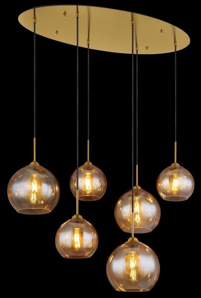 Globo 15788-6H - Luster na lanku JAMESSA 6xE27/60W/230V mosadz