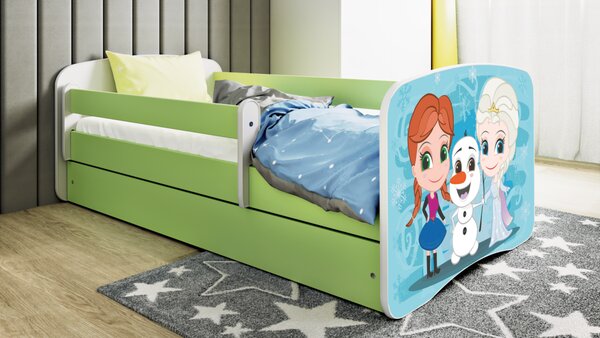 Kocot kids Detská posteľ Babydreams Ľadové kráľovstvo zelená, variant 70x140, bez šuplíků, bez matrace