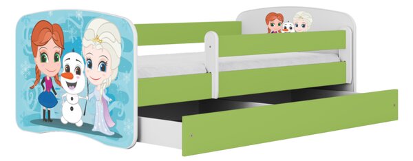 Kocot kids Detská posteľ Babydreams Ľadové kráľovstvo zelená, variant 70x140, bez šuplíků, bez matrace