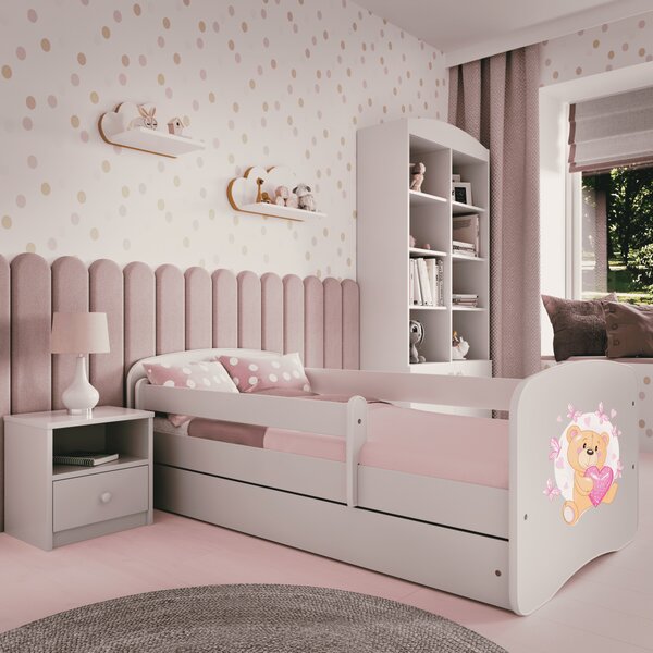 Kocot kids Detská posteľ Babydreams medvedík s motýlikmi biela, variant 70x140, bez šuplíků, bez matrace