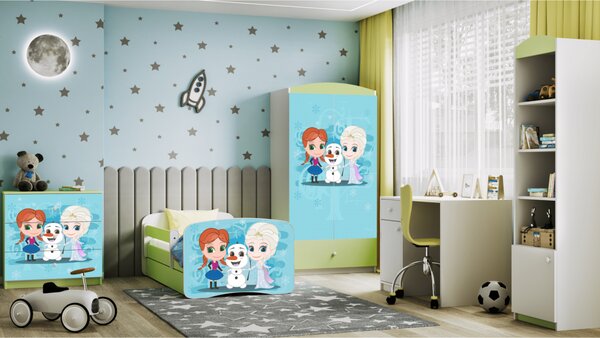 Kocot kids Detská posteľ Babydreams Ľadové kráľovstvo zelená, variant 70x140, bez šuplíků, bez matrace